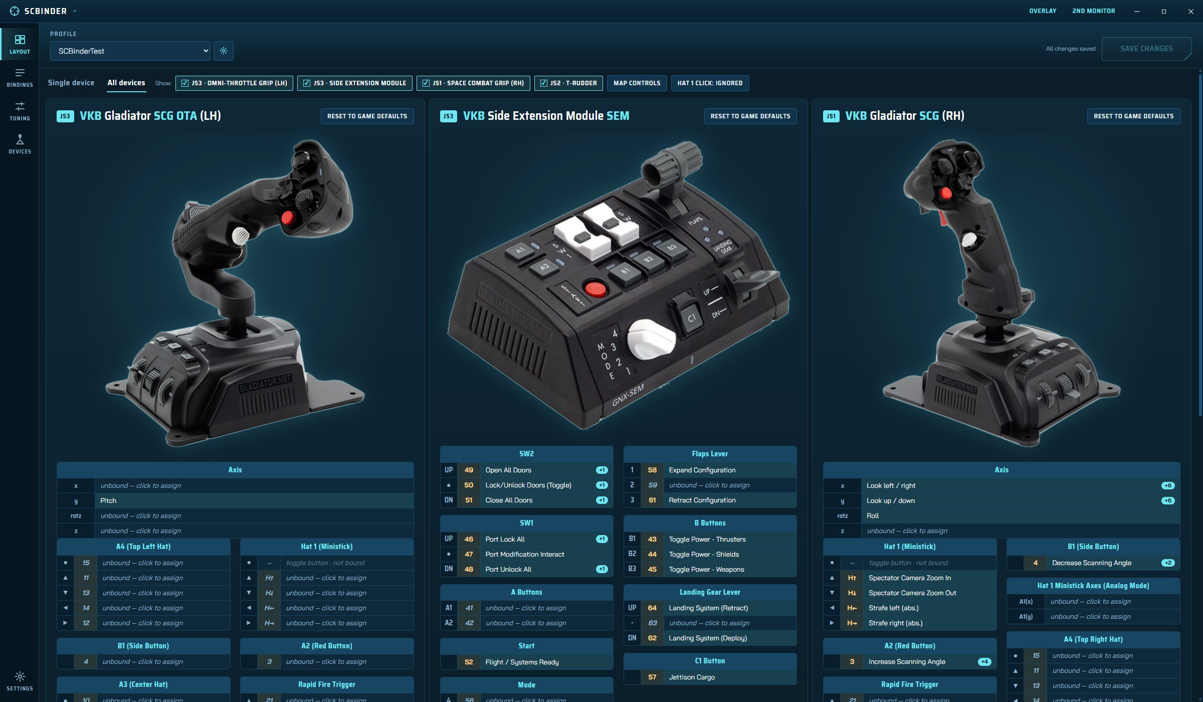 Layout view with all devices side by side